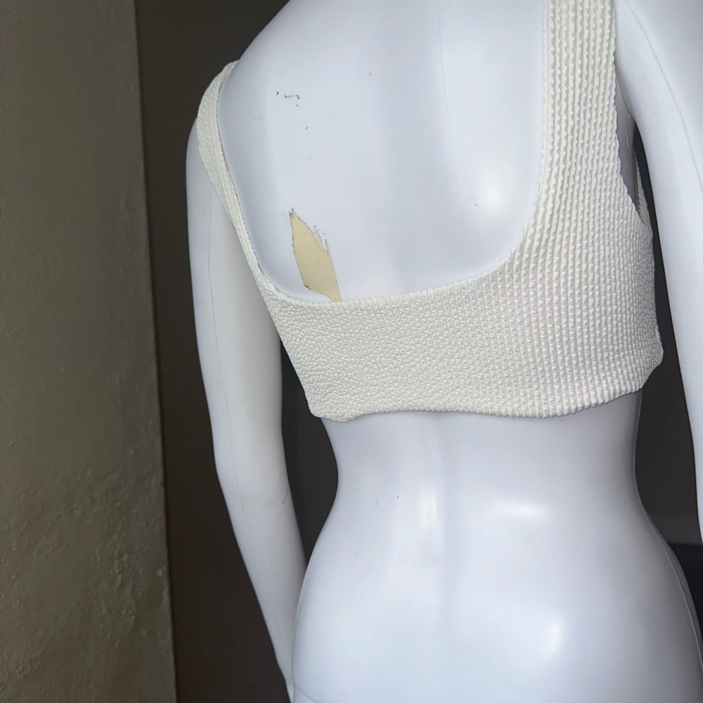 White Ribbed Crop Top - Picture 5 of 9